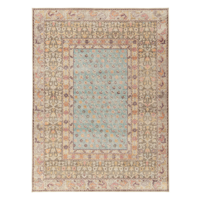 Distressed Homage Hand Knotted Wool Floral Area Rug, Runner 3' x 12'