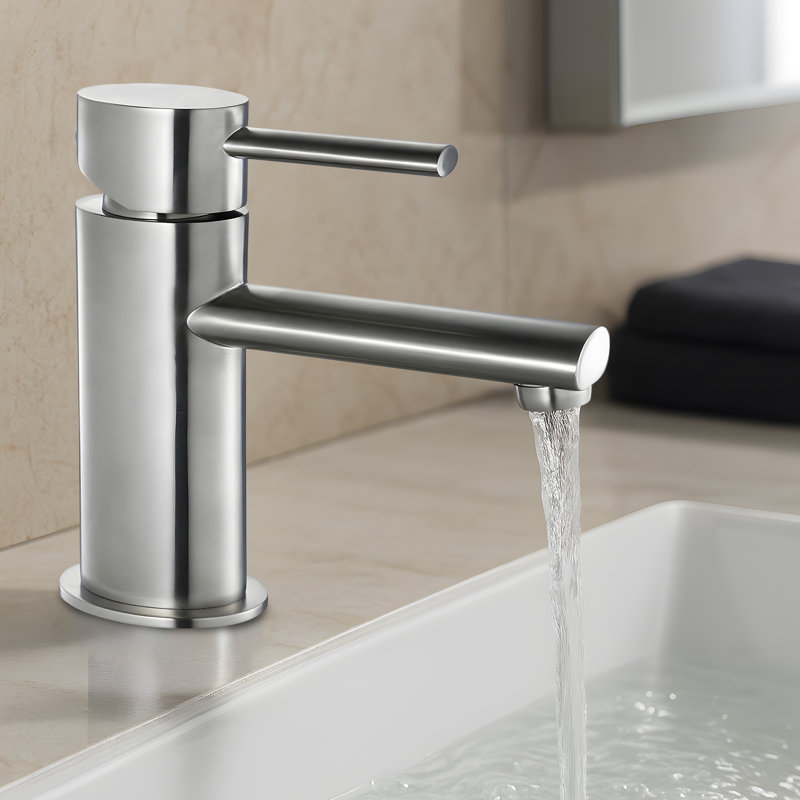 Robinet de lavabo de salle de bain à poignée simple Blossom - Robinet de meuble-lavabo monotrou en laiton massif avec tuyau d'alimentation en eau, robinet de lavabo moderne, installation facile