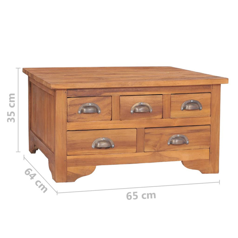 Coffee Table with Flip Top 65x64x35 cm Solid Teak Wood