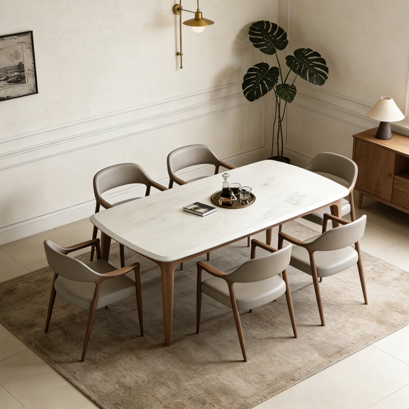 Luxury Rectangle Marble Dining Table Sets