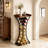 Freestanding Black Wine Rack with Wood Tabletop, Floor Wine Bottle Storage Stand Holds 15 Bottles for Home Bar Kitchen Dining Room