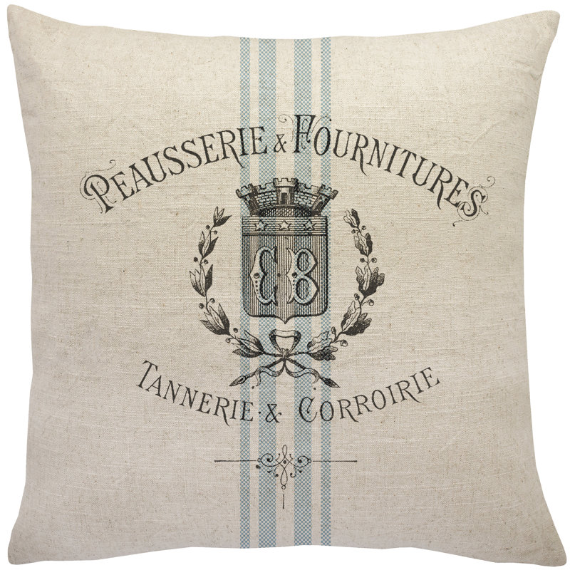  Vintage Grainsack Square Pillow Cover & Insert, 18" H x 18" W x 8" D