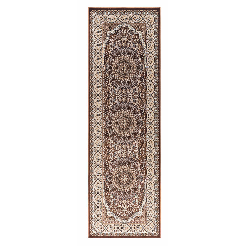 Tapis de zone brune oriental Ellowyn, Tapis de couloir 2 pi 8 po x 8 pi 1 po