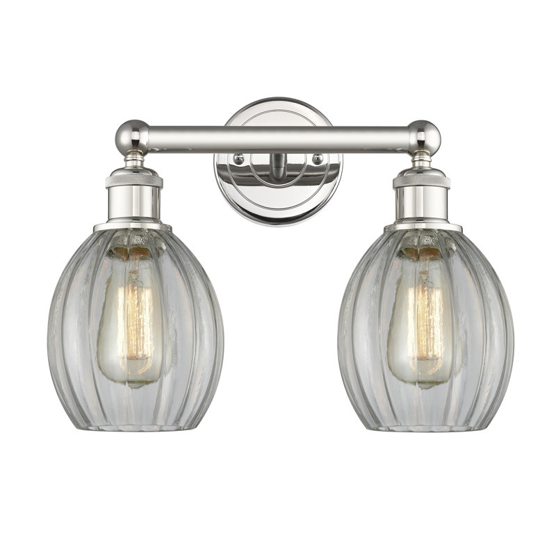 Éclairage pour meuble-lavabo à 2 lumières 14,5 pouces Bolduc, Transparent, Nickel poli