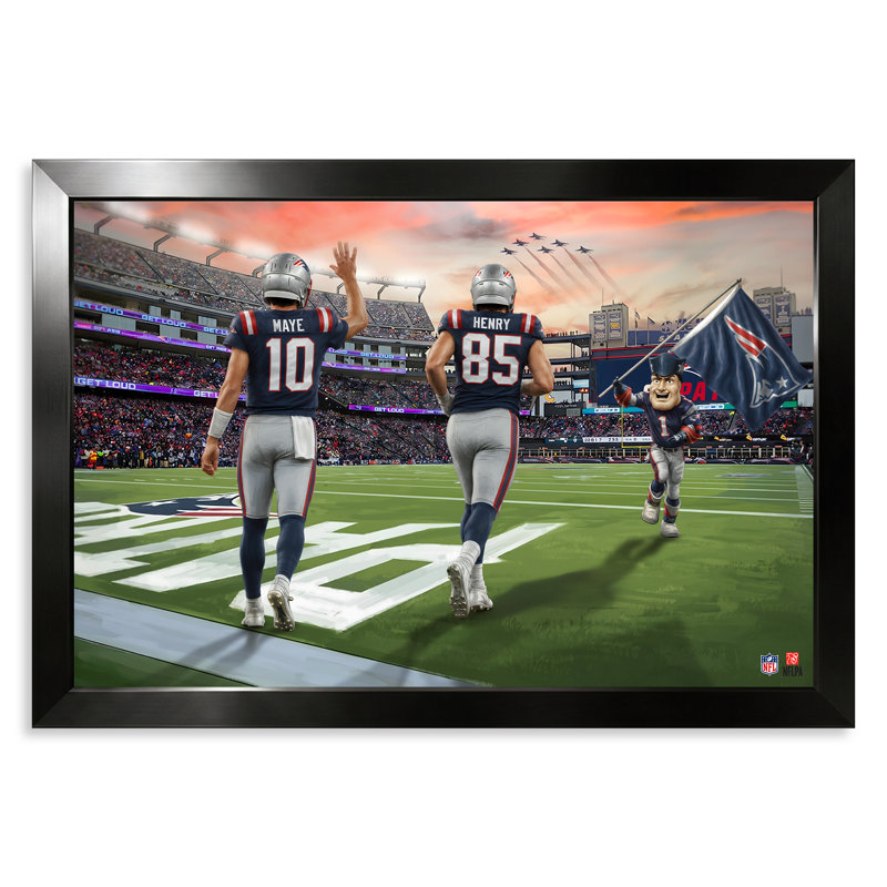 Affiche encadrée 14" x 20" des New England Patriots (NFL), représentant 2 joueurs, NFL New England Patriots