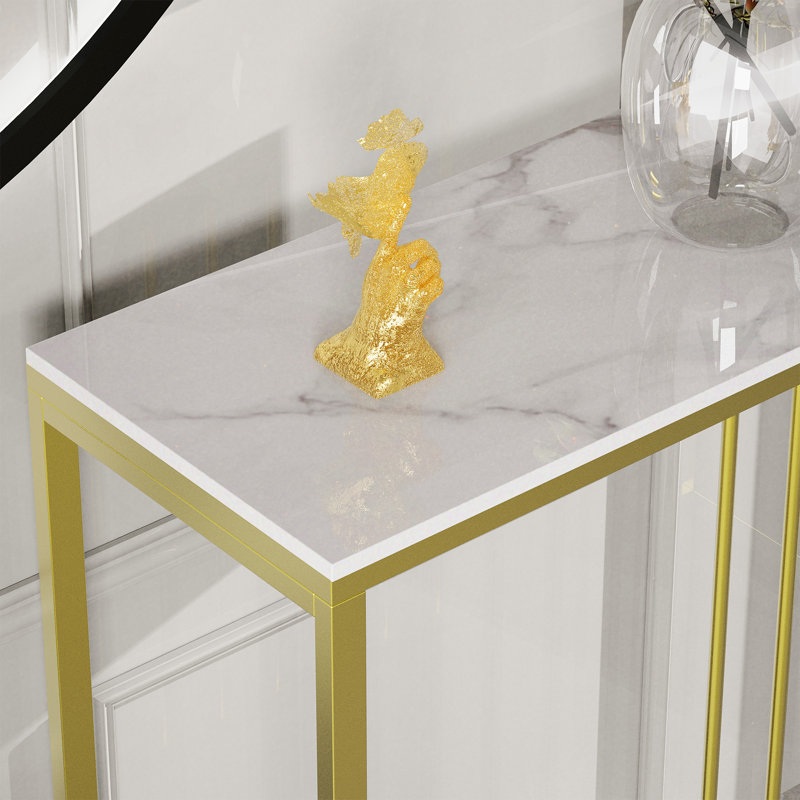 Marble Top Console Table, 78.5cm H x 100cm W x 30cm D, White