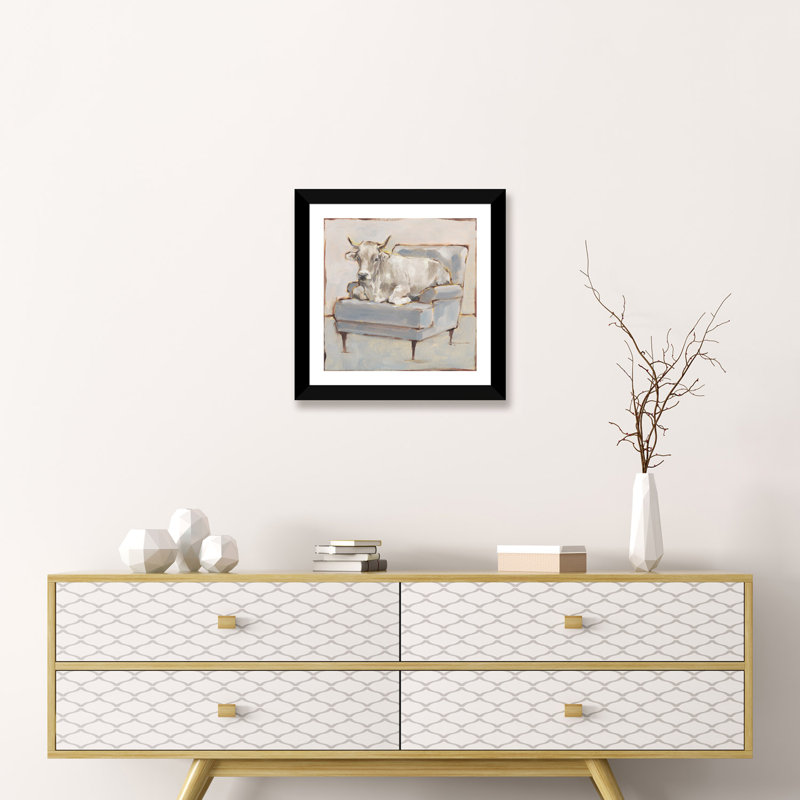 «Moo-Ving In III» par Ethan Harper - reproduction, H 16 po x l 16 po x p 1 po, Papier noir
