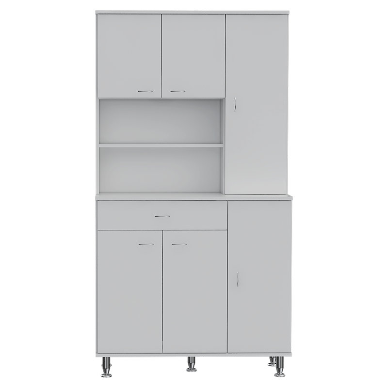 Kitchen Pantry, One Drawer, Multiple Cabinets, Two Open Shelves