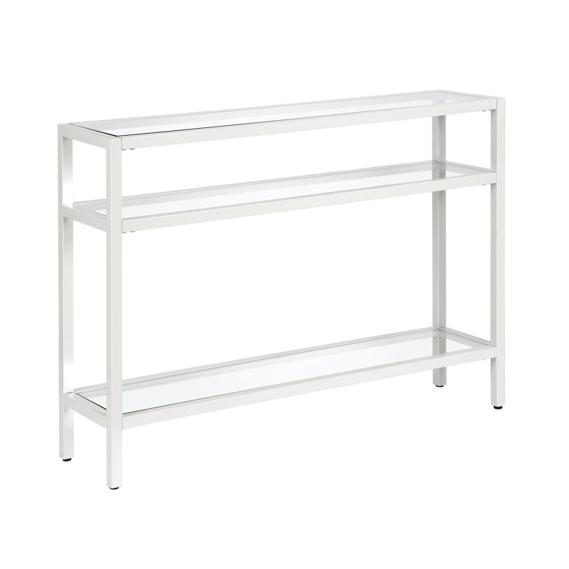 Ceno Glass Top Console Table, 30" H x 42" W x 10" D, White