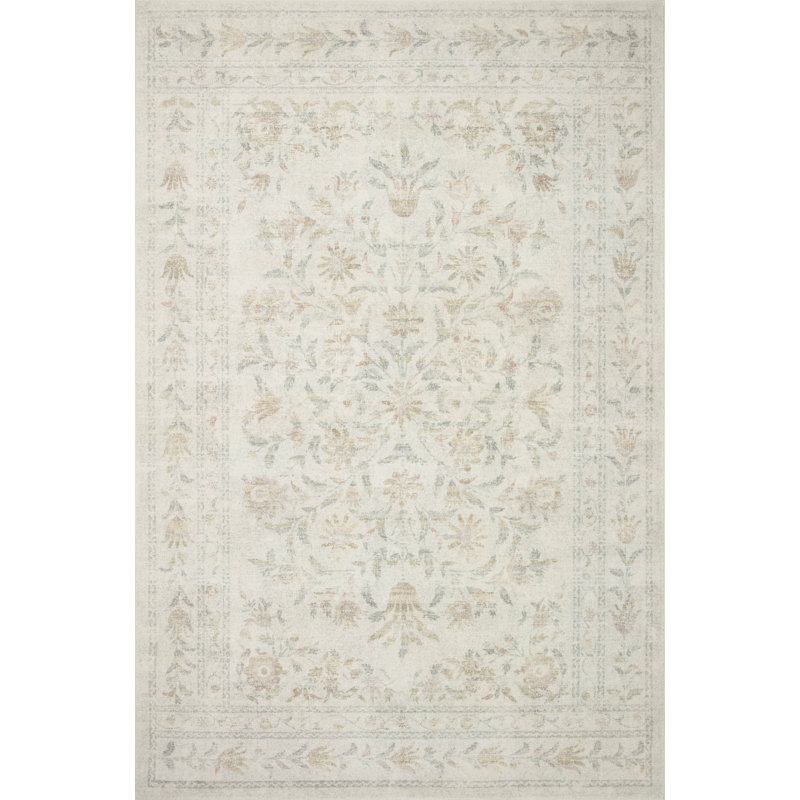 Rifle Paper Co. x Loloi Courtyard Yellow / Multi Area Rug feat. CloudPile, Rectangle 7'6" x 9'6"