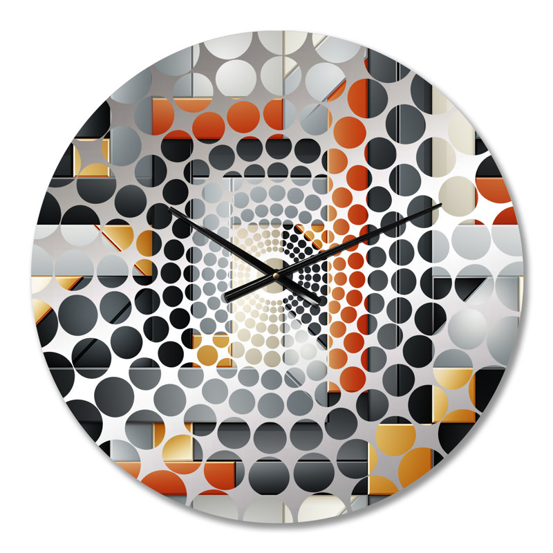 Horloge murale géométrique orange et grise, Petit