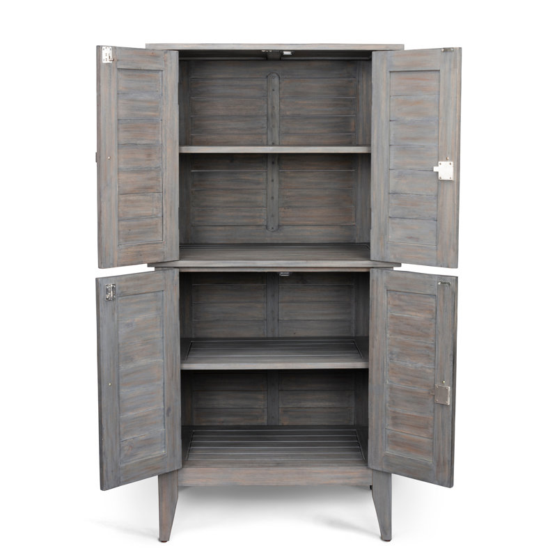 Armoire en bois massif Anjenette 195,05 gallons, Gris français