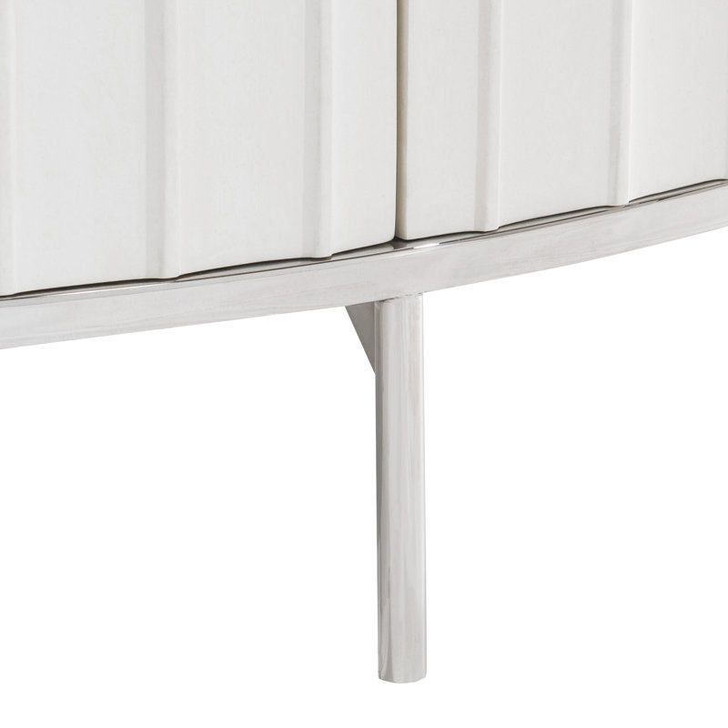 White Adobe Faux Stone Transitional Sideboard