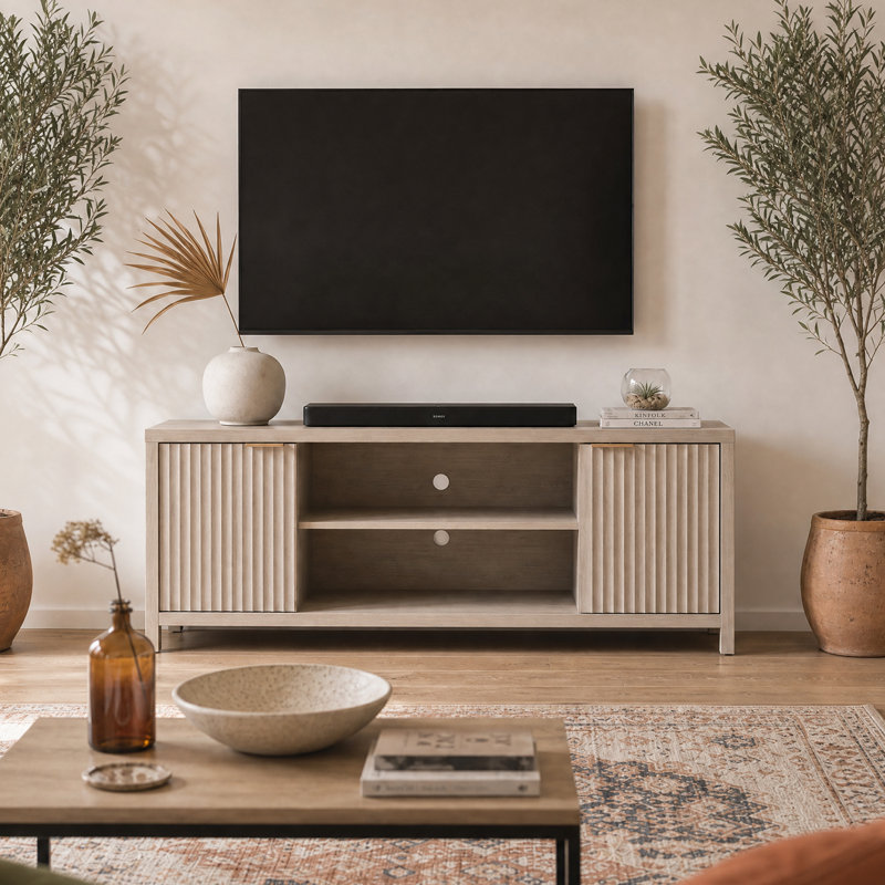Crédence de rangement l 67 po Nicolee, Chêne gris-beige, H 25 po x l 67 po x P 15,4 po