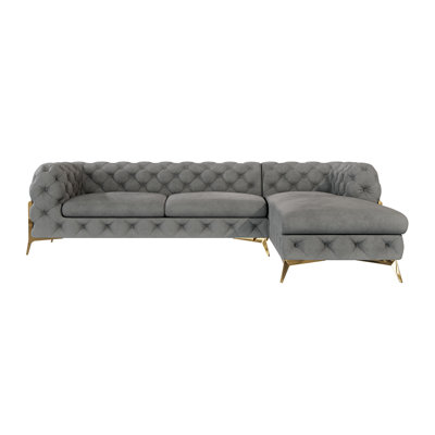 Chesterfield Corner Chaise Sofa  with Gold Metal Legs