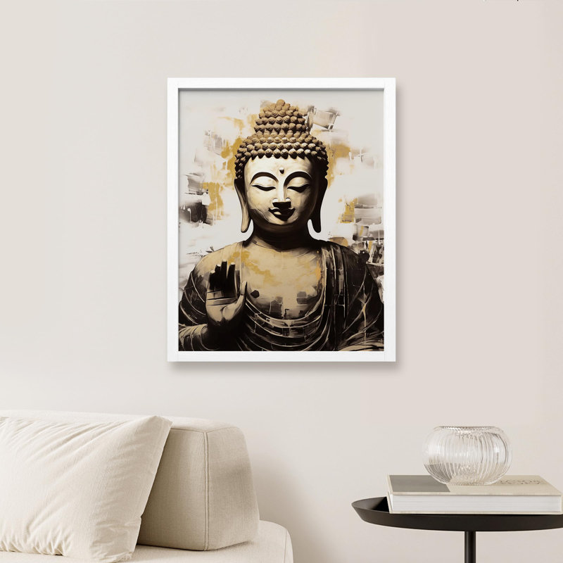 " Zen Statue Textured Prayer ", White, 14" H x 11" W