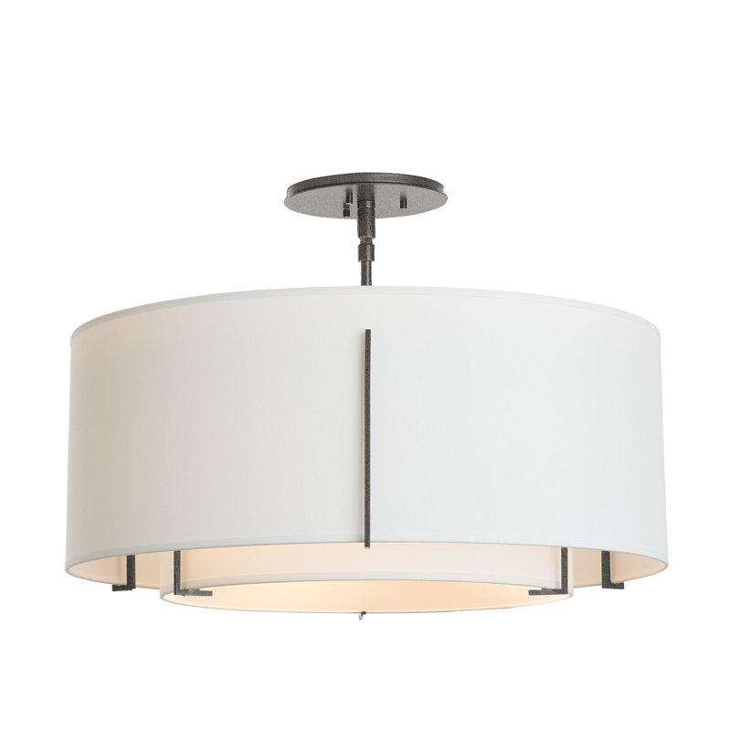 Plafonnier semi-encastré 3 lumières Exos, H 15,3 po x l 22,9 po x P 22,9 po, Anna ton naturel, Fer naturel