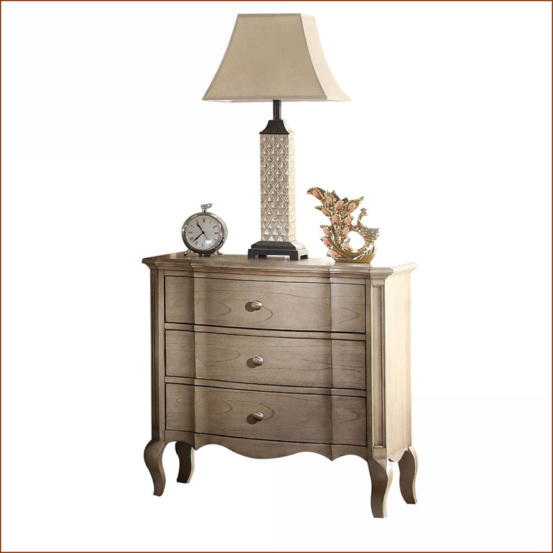 Table de chevet 3 tiroirs Antique Taupe, Beige