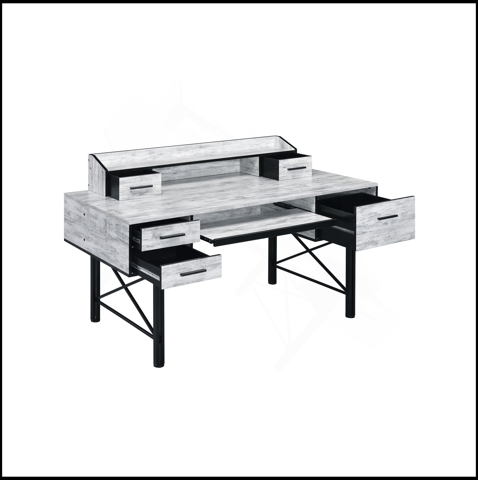 Ophelia & Co. Antique White & Black Finish Computer Desk - Wayfair Canada