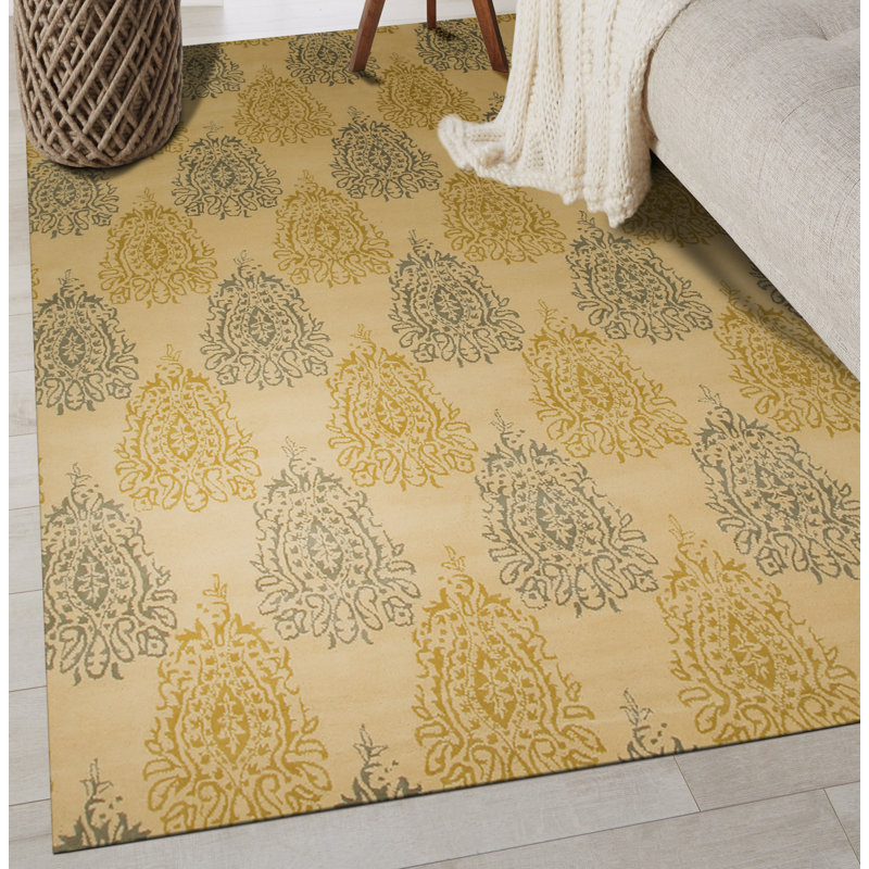Tapis en laine touffeté à la main Laurel Classic Ivory, Rectangle 7 pi 9 po x 9 pi 9 po