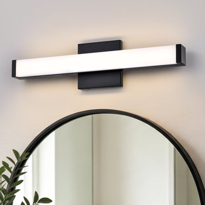 18 In. 1-Light Matte Black Modern Integrated LED Vanity Light Bar For Bathroom, Dimmable 3000K, 12W 1200Lm, Damp Rated