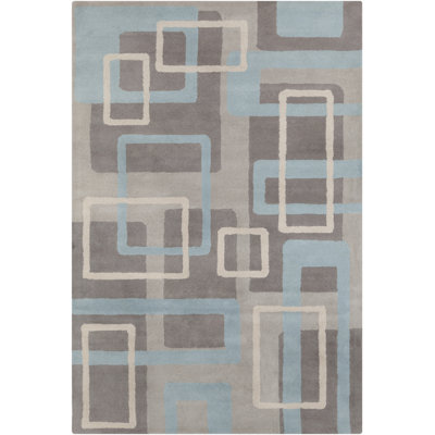 Ailey Authentic Hand-Tufted Handmade Grey, Blue & Cream Geometric Wool Area Rug