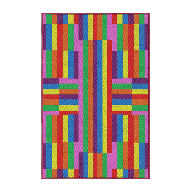 Rouge/vert/bleu Tapis décoratif, Rectangle 2 pi x 4 pi