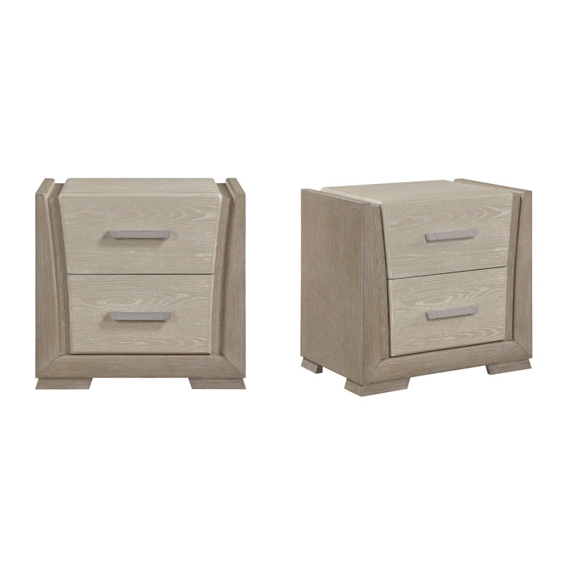 Ensemble de 2 tables de chevet contemporaines avec tiroirs de rangement, Ensemble de 2