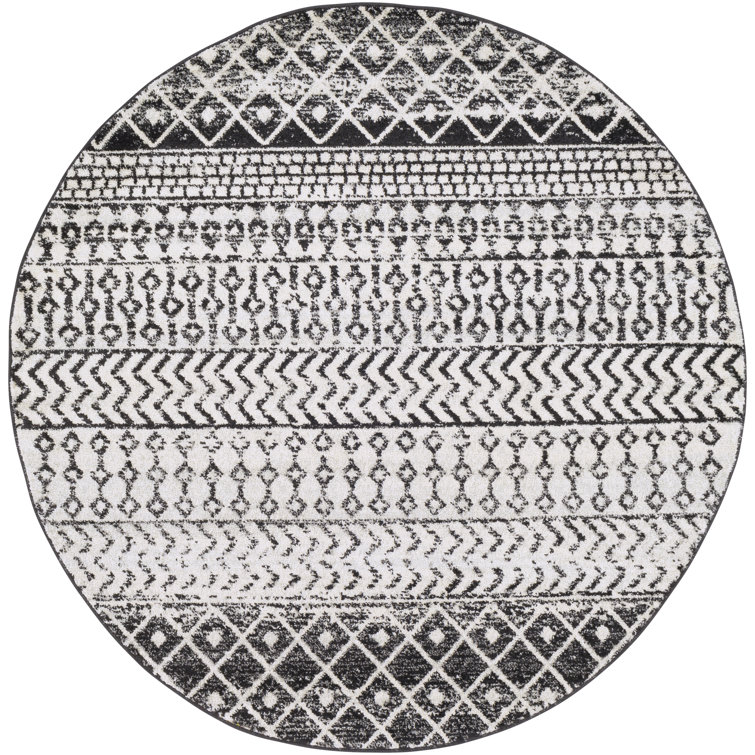 Lashavia Machine Woven Ivory/Dark Charcoal Area Rug