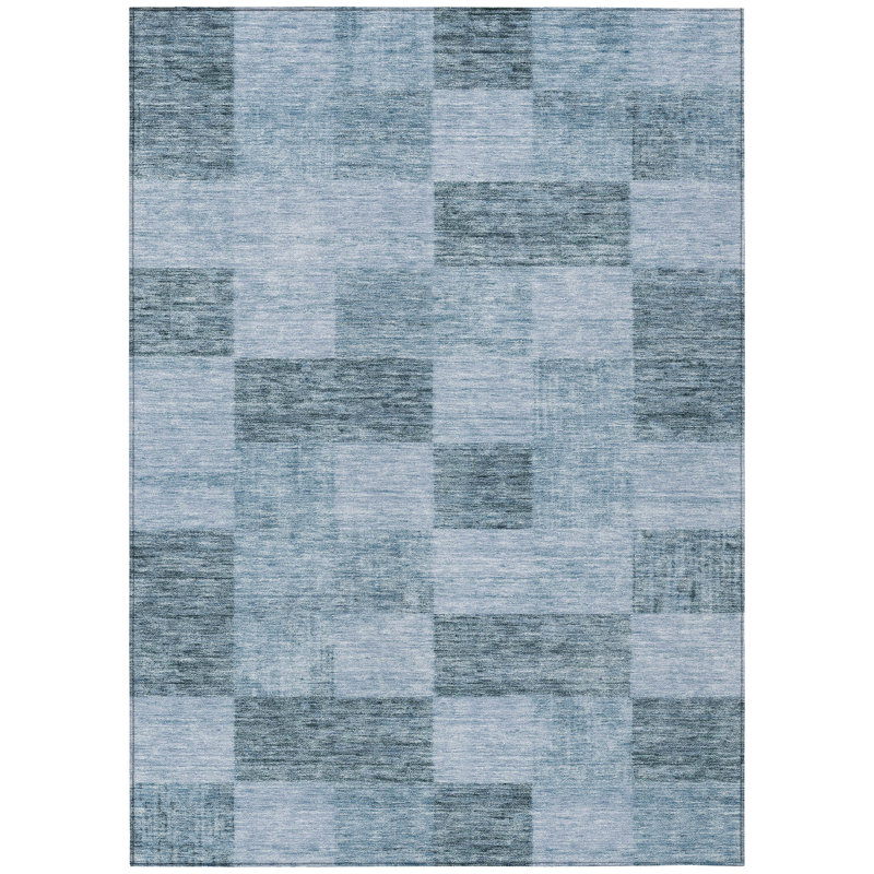 Addison 8' x 10' Denim Synthetic Flat Woven Washable Rug