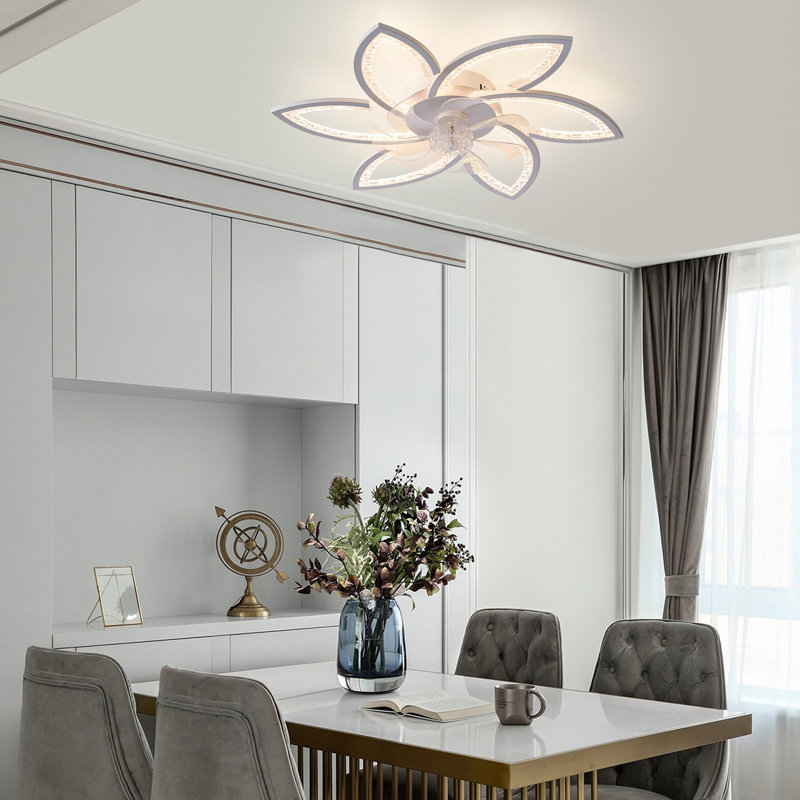 78cm 7 - Blade Reversible Dimmable LED Ceiling Fan With Remote Control And APP, White