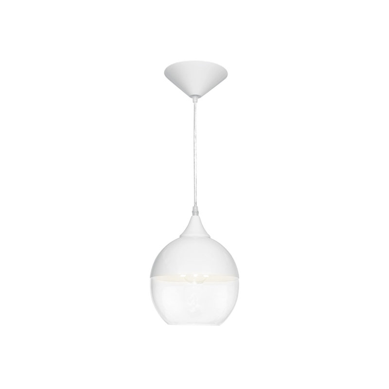 Luminaire suspendu sphère simple à 1 lumière emmanuelle, Blanc / Transparent