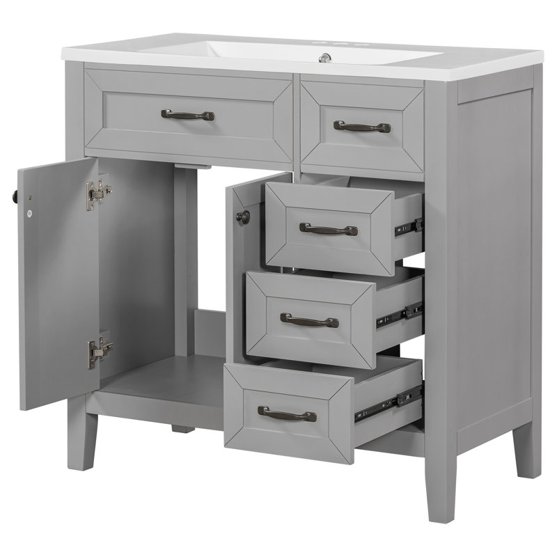 Meuble-lavabo élégant avec rangement spacieux et fabrication durable, Gris