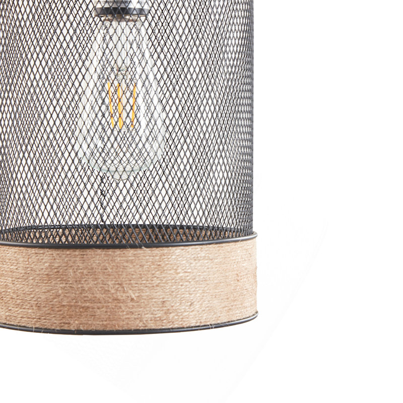 Natural Rope And Metal Mesh Cylinder Pendant