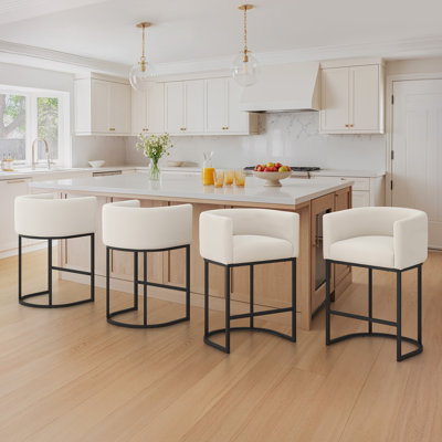 Modern Upholstered Counter Stool with Metal Frame