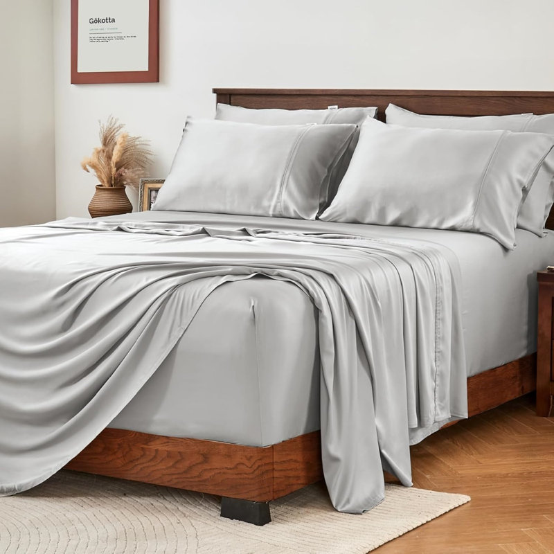 Ensemble de draps pour très grand lit en rayonne de bambou 6 pièces, 6 pièces