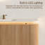 Meuble-lavabo flottant 48 po avec lavabo, meuble à grain de bois rayé 3D, capteur de lumière DEL et lavabo intégré en pierre frittée Travertine-1801104541