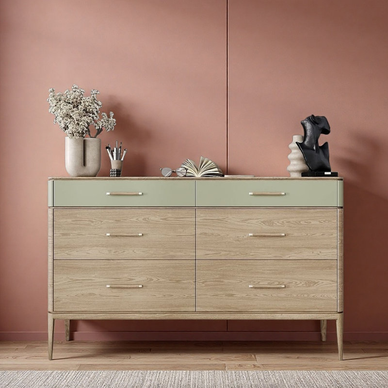 Commode d'entrée en bois massif chinois, Bois naturel / vert