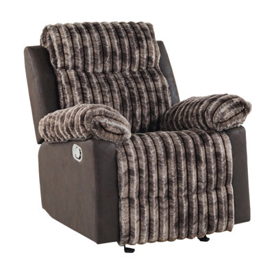 Bruni Manual Recline Glider with Rich Brown Polyester Upholstery and Comfortable Foam & Fiber Fill