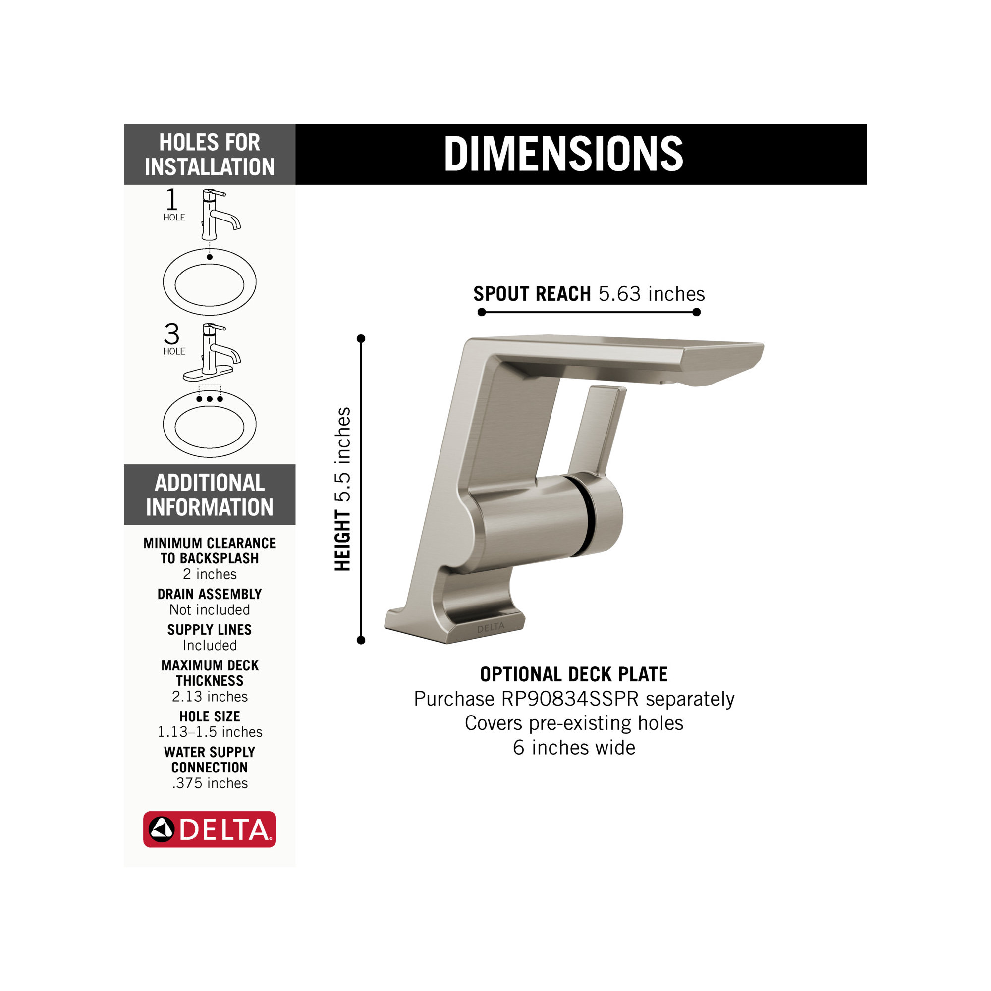 Pivotal Single Hole Bathroom Faucet with DIAMOND™ Seal Technology, Stainless