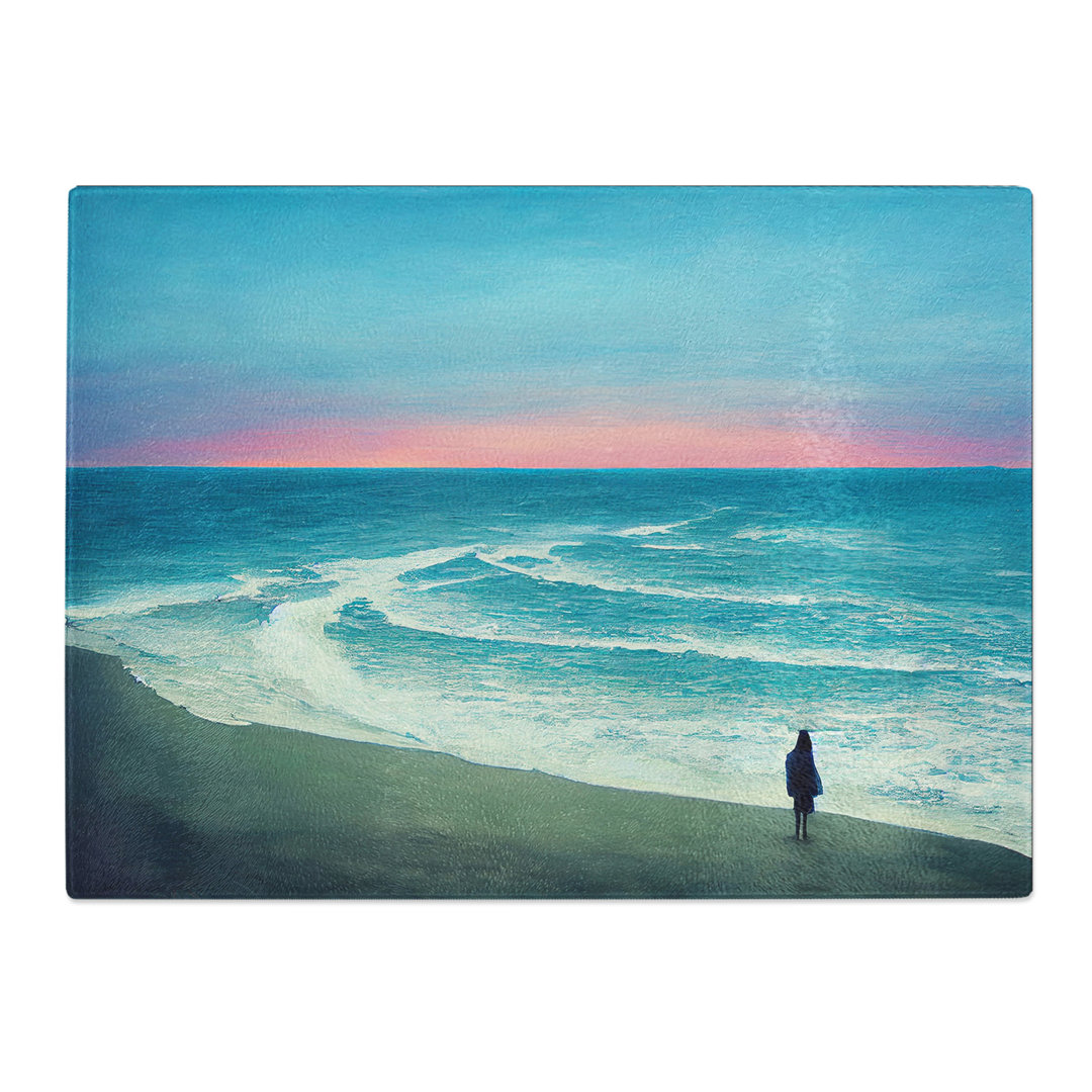 On The Beach  Glass Chopping Board