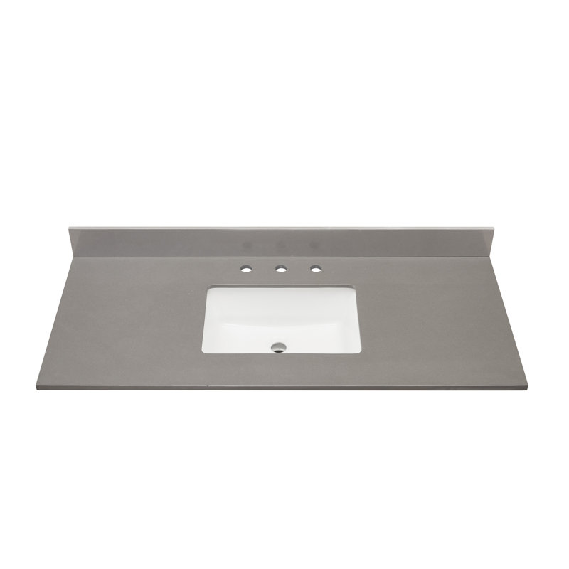 Madrid 49'' Concrete Grey Composite Stone Vanity Top with White Sink