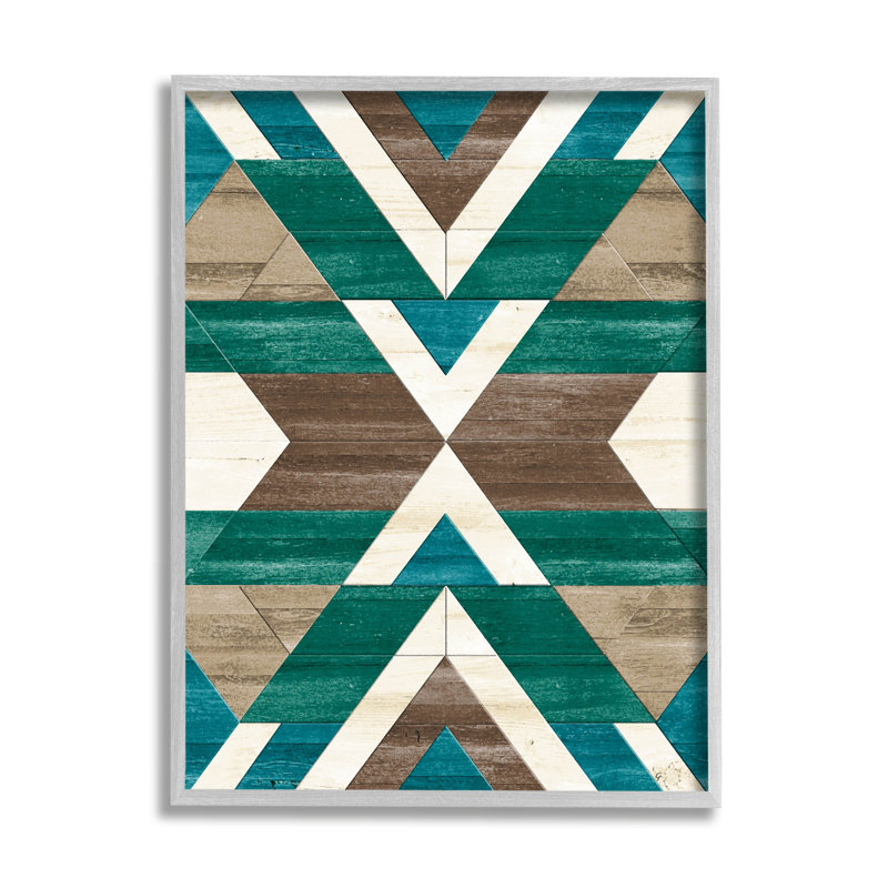 Art giclée vert à motif géométrique aztèque par Erica Billups, H 14 po x l 11 po x P 1,5 po, Estampe numérique Farmhouse