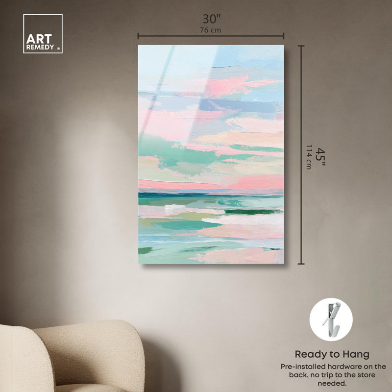 «Blush Ocean II», reproduction d'art acrylique pastel par Art Remedy, H 45 po x l 30 po
