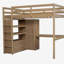 Lit mezzanine en bois pleine grandeur avec garde-robe intégrée, bureau, tablettes de rangement et tiroirs, noyer (ancien SKU: GX000466AAD)