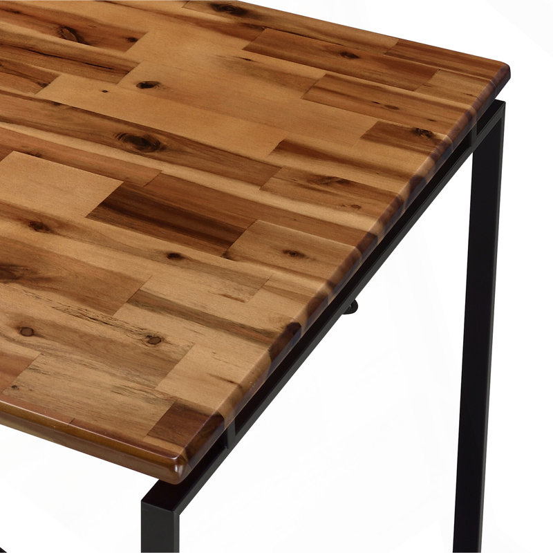 Table de salle à manger en chêne et noir avec base en métal