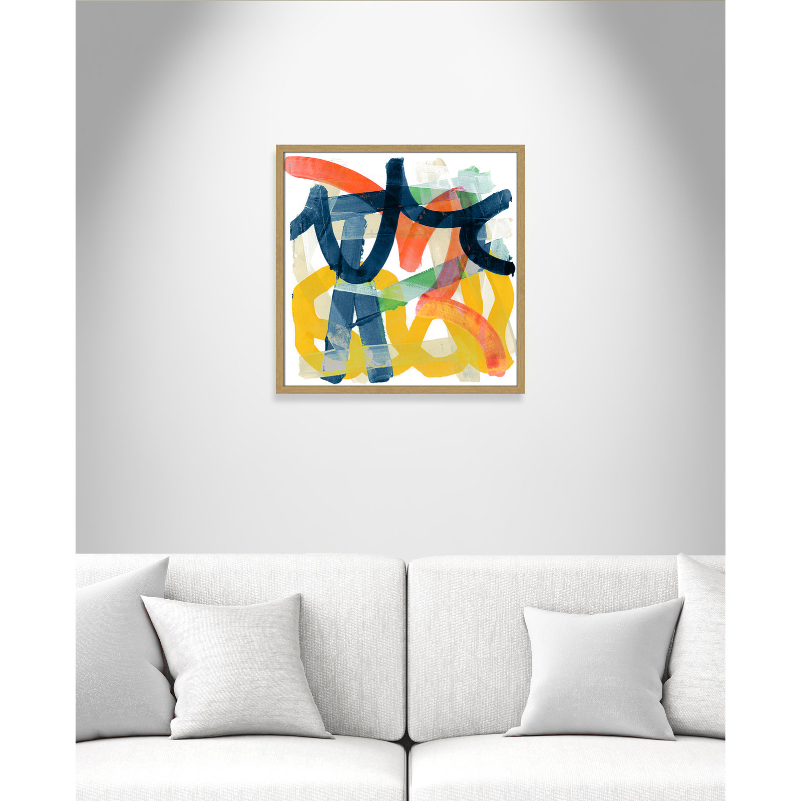 Lorelai "Shuffling" Painting by Cartissi, 23.5" H x 23.5" W x 0.75" D, Natural Framed