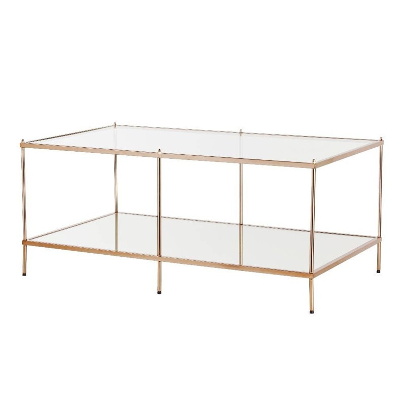 Harvey-John 42" Glass And Metal Coffee Table, Gold