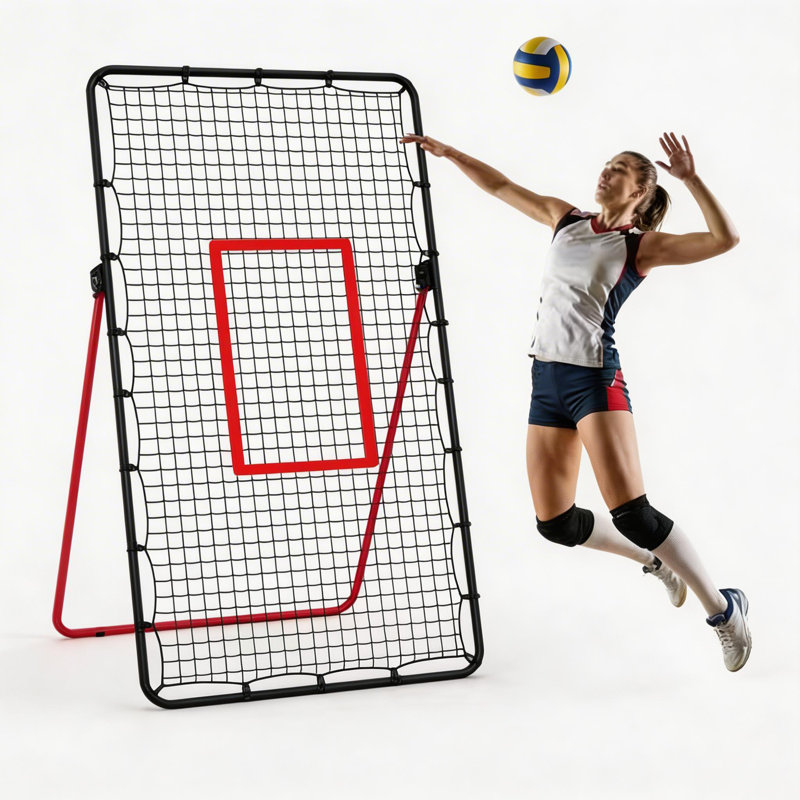 Filet de rebond de volleyball 7 x 4 pi - Entraînement de rebond réglable et pliable, pratique de volleyball intérieur et extérieur et de baseball