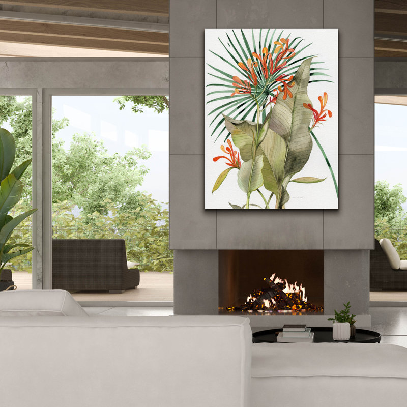 «Botanical Flame Lilies» par Kathleen Parr, art mural sur toile, H 54 po x l 40 po x P 1,5 po
